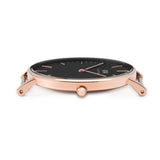 Daniel Wellington Classic York Black Dial Brown Leather Strap Watch For Women - DW00100140