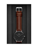 Daniel Wellington Classic Durham Black Dial Brown Leather Strap Watch For Women - DW00100142