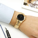 Daniel Wellington Iconic Link Black Dial Rose Gold Steel Strap Watch for Women - DW00100210
