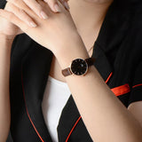 Daniel Wellington Classic Petite Bristol Black Dial Brown Leather Strap Watch For Women - DW00100221