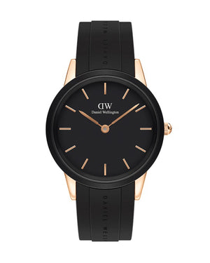 Daniel Wellington Iconic Motion Black Dial Rubber Strap Watch For Women - DW00100426