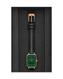 Daniel Wellington Quadro Pressed Sheffield Green Dial Black Leather Strap Watch For Women - DW00100439