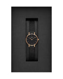 Daniel Wellington Classic Petite Pressed Ashfield Black Dial Black Mesh Bracelet Watch For Women - DW00100441
