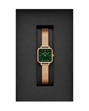Daniel Wellington Quadro Studio Green Dial Rose Gold Mesh Strap Watch For Women - DW00100520