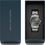 Daniel Wellington Iconic Link Chronograph Grey Dial Grey Steel Strap Watch for Men - DW00100643