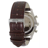 Hugo Boss Ambassador Chronograph Silver Dial Brown Leather Strap Watch For Men - HB1513195