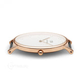 Daniel Wellington Classic Sheffield White Dial Black Leather Strap Watch For Women - DW00100076