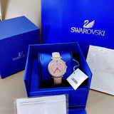 Swarovski Passage Chrono Pink Dial Pink Leather Strap Watch for Women - 5580352