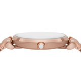 Emporio Armani Gianni T-Bar Crystals Silver Dial Rose Gold Steel Strap Watch For Women - AR11446