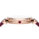 Emporio Armani Gianni T Bar Crystals Purple Dial Purple Leather Strap Watch for Women - AR11487