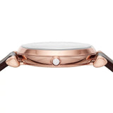 Emporio Armani Gianni T-Bar Silver Dial Brown Leather Strap Watch For Women - AR11269