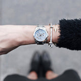 Fossil Perfect Boyfriend Mother of Pearl Blue Dial Silver Steel Strap Watch for Women - ES3880
