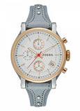 Fossil Original Boyfriend White Dial Light Blue Leather Strap Watch for Women - ES4045