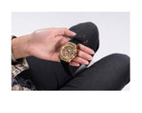Guess Princess Crystals Gold Dial Black Silicone Strap Watch For Women - GW0439L2