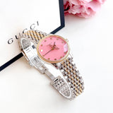 Gucci G Timeless Quartz Pink Dial Two Tone Steel Strap Watch For Women - YA1265030