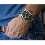 Guess Commander Chronograph Black Dial Silver Steel Strap Watch for Men - GW0056G1