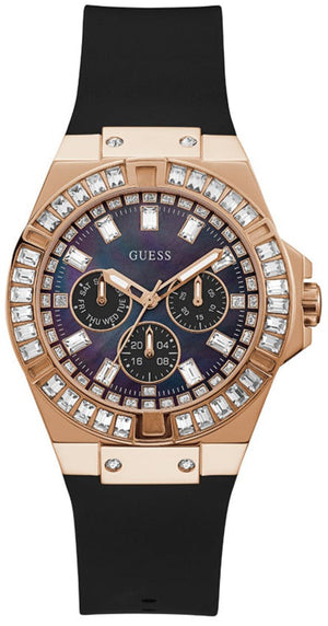 Guess Venus Diamonds Black Dial Black Rubber Strap Watch for Women - GW0118L2