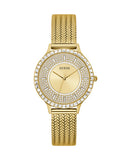Guess Soiree Diamonds Gold Dial Gold Mesh Bracelet Watch for Women - GW0402L2