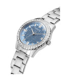 Guess Glitter Burst Diamonds Blue Dial Silver Steel Strap Watch for Women - GW0405L1
