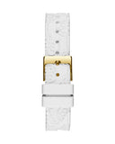 Guess Crown Jewel Multifunction Diamonds White Dial White Leather Strap Watch for Women - GW0411L1