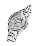 Guess King Quartz Silver Dial Silver Steel Strap Watch For Men - GW0497G1