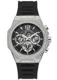 Guess Momentum Chronograph Crystals Black Dial Black Silicone Strap Watch For Men - GW0518G1