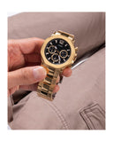Guess Edge Chronograph Black Dial Gold Steel Strap Watch For Men - GW0539G2
