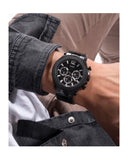 Guess Edge Chronograph Black Dial Black Steel Strap Watch For Men - GW0539G3