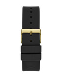 Guess Cubed Analog Gold Dial Black Silicone Strap Watch For Women - GW0665L1