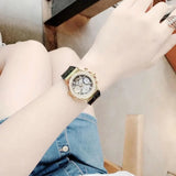 Guess Fusion Chronograph Black Dial Black Leather Strap Watch For Women - GW0553L4