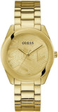 Guess Cubed Analog Gold Dial Gold Steel Strap Watch For Women - GW0606L2