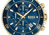 Hugo Boss Admiral Chronograph Blue Dial Blue Rubber SIlicon Strap Watch for Men - 1513965