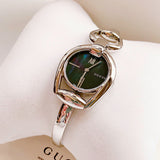 Gucci Horsebit Collection Mother of Pearl Black Dial Silver Steel Strap Watch For Women - YA139503