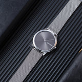 Calvin Klein Minimal Grey Dial Silver Mesh Bracelet Watch for Men - K3M211Y3