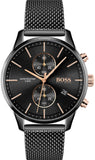 Hugo Boss Associate Chronograph Black Dial Black Mesh Bracelet Watch for Men - 1513811