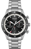 Hugo Boss Santiago Chronograph Black Dial Silver Steel Strap Watch for Men - 1513862