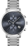 Hugo Boss Integrity Chronograph Blue Dial Silver Steel Strap Watch for Men - 1513779