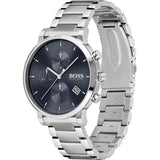 Hugo Boss Integrity Chronograph Blue Dial Silver Steel Strap Watch for Men - 1513779