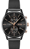 Hugo Boss Associate Chronograph Black Dial Black Mesh Bracelet Watch for Men - 1513769