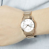 Calvin Klein City White Mother of Pearl Dial Rose Gold Steel Strap Watch for Women - K2G23646