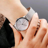 Calvin Klein Minimal Silver Dial Silver Mesh Bracelet Watch for Women - K3M2212Z