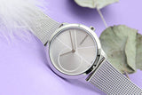 Calvin Klein Minimal Silver Dial Silver Mesh Bracelet Watch for Women - K3M2212Z