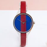 Calvin Klein Rebel Blue Maroon Dial Maroon Leather Strap Watch for Women - K8P231UN