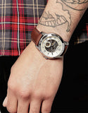 Fossil Grant Automatic White Dial Brown Leather Strap Watch for Men - ME3052