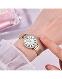 Guess Muse Quartz Silver Dial Rose Gold Steel Strap Watch For Women - W1008L3