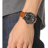 Michael Kors Paxton Analog Black Dial Brown Rubber Strap Watch For Men - MK8502