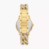 Michael Kors Layton Multifunction Glitz Silver Dial Gold Steel Strap Watch for Women - MK4653