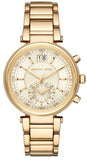 Michael Kors Sawyer White Dial Gold Steel Strap Watch for Women - MK6362