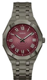 Guess Asset Quartz Red Dial Black Steel Strap Watch For Men - GW0575G5