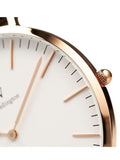 Daniel Wellington Classic Bristol White Dial Brown Leather Strap Watch For Men - DW00100009